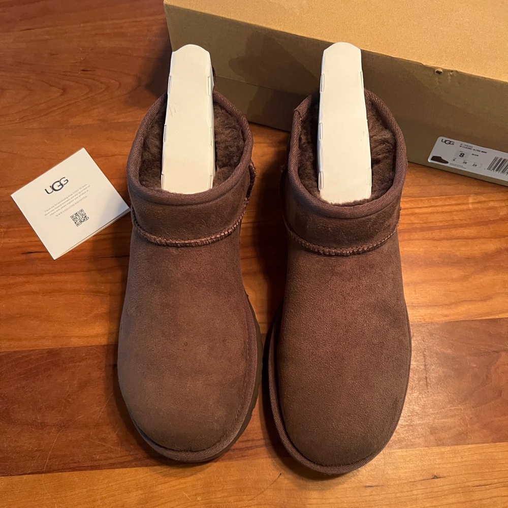 UGG Classic Ultra Mini Boots in shade Burnt Cedar. Women’s size 8.
